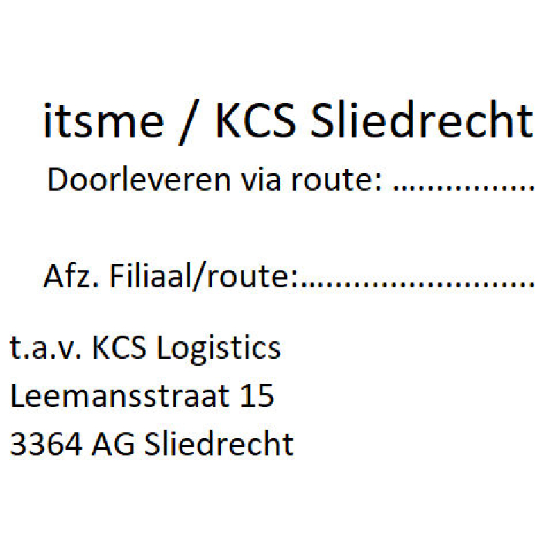 Etiket CDC itsme/KCS Sliedrecht doorleveren (777006)